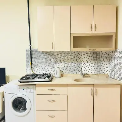 a kitchen with a sink and a washing machine at Sophia bukalemoon apartment in Istanbul
