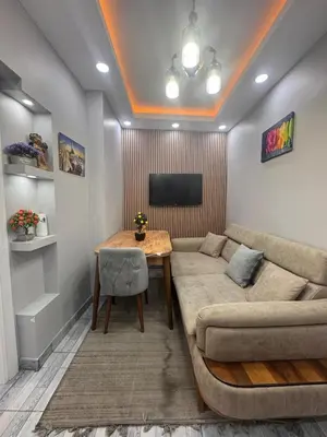 a living room with a couch and a table at WhiteBird Apartments in Istanbul