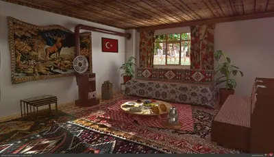 a living room with a couch and a table at sakarya erenlerde köy konsepti doğal yaşam evi in Erenler
