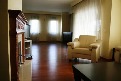 a living room with a couch and a chair and a television at Villa Bursa in Bursa