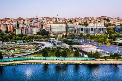 an aerial view of a city with a river at Arise Hotel Golden Horn in Istanbul