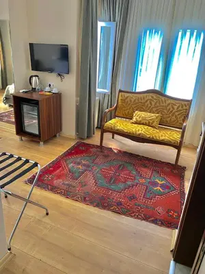 a living room with a couch and a rug at Villa Sofia in Istanbul