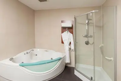 a bathroom with a bath tub and a shower at Nippon Hotel in Istanbul