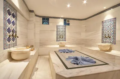 a bathroom with a tub and a toilet in it at Amber Hotel & Spa in Istanbul