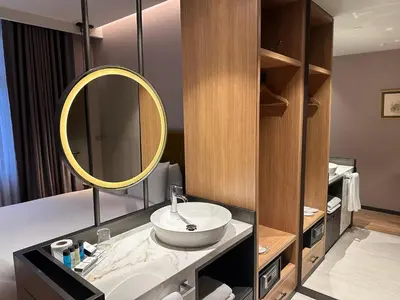 a bathroom with a sink and a mirror at Lamartine Hotel in Istanbul