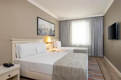 a hotel room with a bed and a window at Elite World Comfy Istanbul Taksim in Istanbul