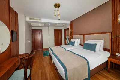 a hotel room with a bed and a desk at Triton Hotel in Istanbul