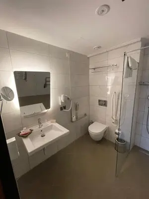 a bathroom with a sink and a toilet and a shower at Cihangir Hotel Bosphorus in Istanbul
