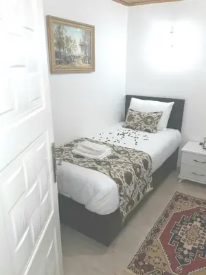 a small bedroom with a bed and a rug at Golden Life Apart Hotel in Istanbul