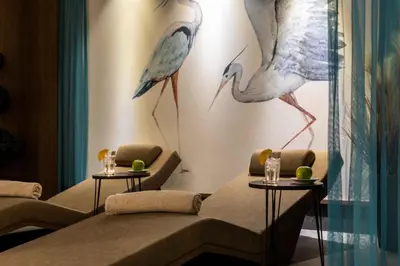 a waiting room with two birds on the wall at Hotel Genova Istanbul Old City in Istanbul