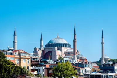 a view of a mosque with two blue mosques at Ferman Hotel Old City -Special Category in Istanbul
