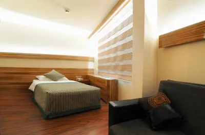a bedroom with a bed and a couch in a room at Hotel Buyuk Keban in Istanbul