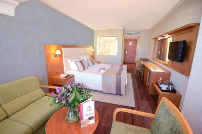 a hotel room with a bed and a couch at Akgun Istanbul Hotel, WorldHotels Elite in Istanbul