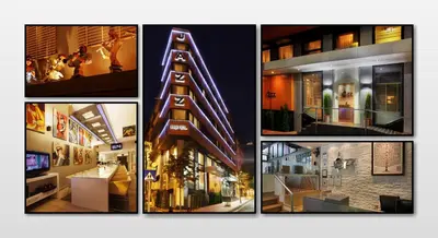 a collage of four pictures of a building at Jazz Hotel Nisantasi in Istanbul