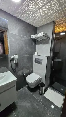 a bathroom with a toilet and a sink at Hotel Pera Capitol - Taksim & İstiklal in Istanbul