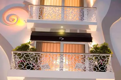 a balcony with a wrought iron railing in a building at Hypnos Design Hotel in Istanbul