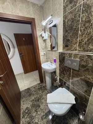 a bathroom with a toilet and a sink at Rosalie Palace Hotel in Istanbul