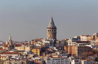 a view of a city with a tall tower at Istanbul Harmony Hostel in Istanbul