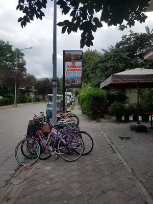 a group of bikes parked next to a pole at Kumbaz Pansiyon in Sapanca