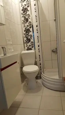 a bathroom with a toilet and a shower at Tulip Guesthouse in Istanbul