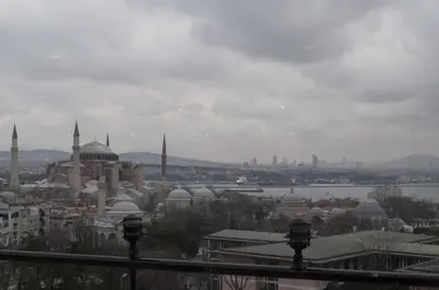 a view of the city of istanbul with mosques at Hali Hotel in Istanbul