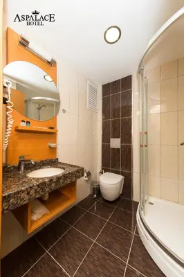 a bathroom with a sink and a tub and a toilet at Aspalace Hotel The Istanbul Old City in Istanbul