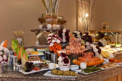 a buffet with many different types of fruits and vegetables at Kaya Uludag in Uludag