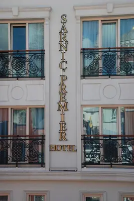 a hotel sign on the side of a building at Sarnic Premier Hotel in Istanbul