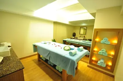 a hospital room with a bed and a mirror at Neorion Hotel - Special Class in Istanbul