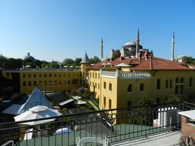 a view from the balcony of a building at Berk Guest House - Grandma's House in Istanbul