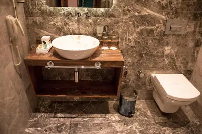 a bathroom with a sink and a toilet at Old Port Hotel in Istanbul