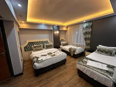 a hotel room with two beds in it at Sirkeci Ersu Hotel & SPA in Istanbul