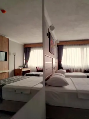 a hotel room with two beds and a room with at Hotel Anibal in Gebze