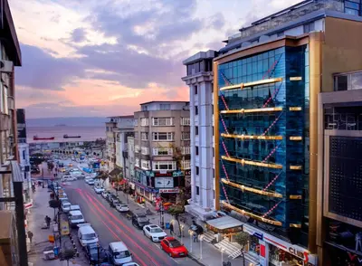 a view of a city street with buildings at Hotel Ephesus Istanbul in Istanbul