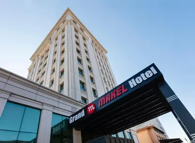 a sign for a marriott hotel in front of a building at Grand Makel Hotel Topkapi in Istanbul