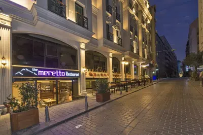 an empty street in a city at night at The Meretto Hotel Istanbul Old City in Istanbul