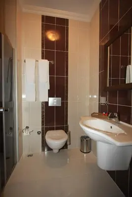 a bathroom with a sink and a toilet at My Rose Hotel in Istanbul
