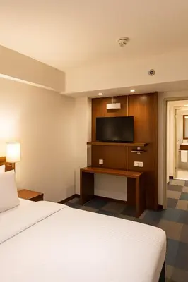 a hotel room with a bed and a flat screen tv at Taxim Express Bosphorus Hotel in Istanbul