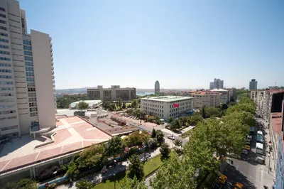 an aerial view of a city with tall buildings at Taxim Express Bosphorus Hotel in Istanbul