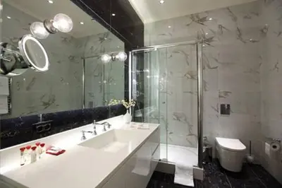 a bathroom with a shower and a sink and a toilet at Pera Residence in Istanbul