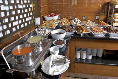 a buffet line with many different types of food at Monaco Hotel in Istanbul