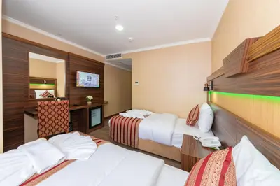 a hotel room with two beds and a television at Vision Deluxe Hotel in Istanbul