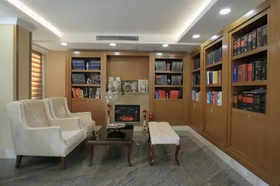 a living room with two chairs and a fireplace at NL Amsterdam Hotel in Istanbul
