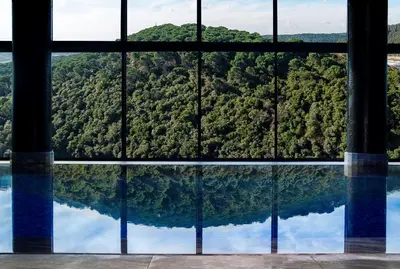 a view of a mountain through a window at Radisson Collection Hotel, Vadistanbul in Istanbul