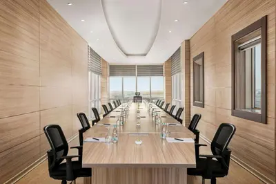 a large conference room with a long table and chairs at Wyndham Cerkezkoy in Cerkezkoy
