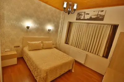 a small bedroom with a bed and a window at Mimoza Butik Otel Buyukada in Buyukada