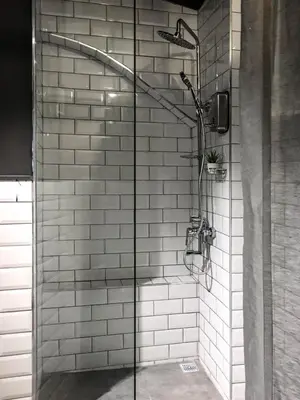 a shower with a glass door in a bathroom at HAUS Galata in Istanbul