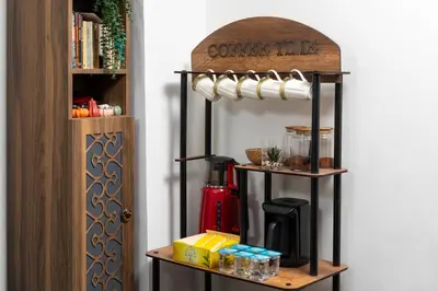 a room with a shelf with a coffee maker at Taksim Mood in Istanbul