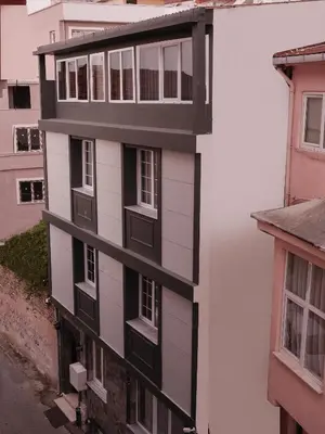 a building with black and white paint on it at THE LAİLA HOTEL in Istanbul