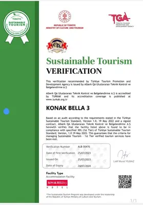 a flyer for a sustainable tourism veritation event at KONAK BELLA 3 in Istanbul